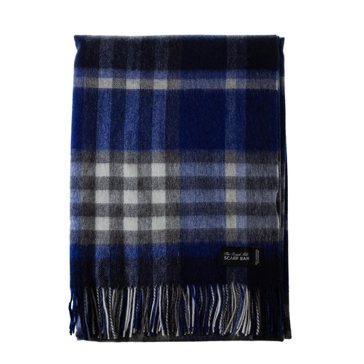 Chequer Cashmere Blend Blanket Navy - Heritage Of Scotland - NAVY