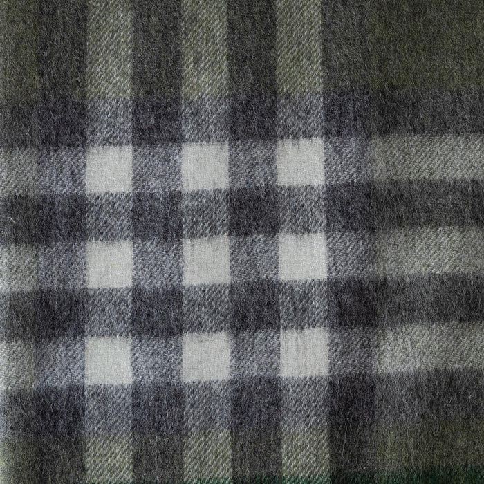Chequer Cashmere Blend Blanket Olive - Heritage Of Scotland - OLIVE