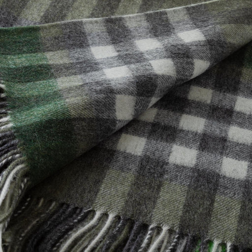 Chequer Cashmere Blend Blanket Olive - Heritage Of Scotland - OLIVE