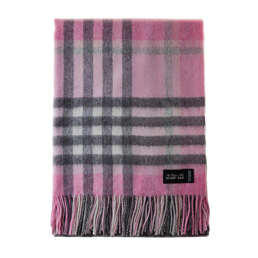 Chequer Cashmere Blend Blanket Pink - Heritage Of Scotland - PINK