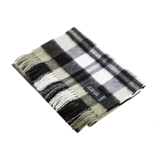 Chequer Tartan 90/10 Cashmere Scarf Bar Exploded Olive - Heritage Of Scotland - EXPLODED OLIVE