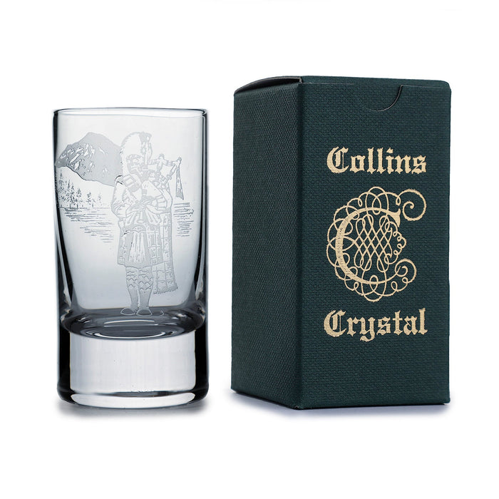 Collins Crystal Clan Shot Glass Scotland Piper - Heritage Of Scotland - SCOTLAND PIPER