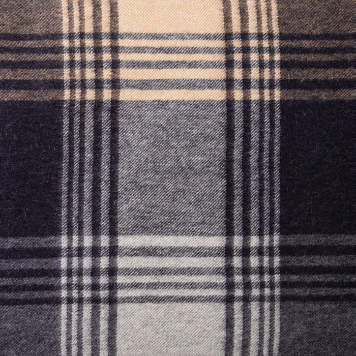 Edinburgh 100% Cashmere Wide Scarf Broken Check - Navy/Camel - Heritage Of Scotland - BROKEN CHECK - NAVY/CAMEL