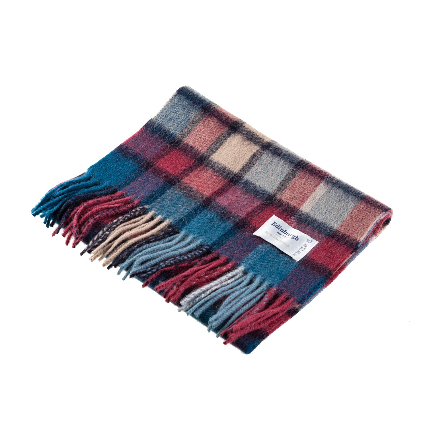 Edinburgh 100% Lambswool Scarf Artillery Check Ashley Blue/Pink - Heritage Of Scotland - ARTILLERY CHECK ASHLEY BLUE/PINK
