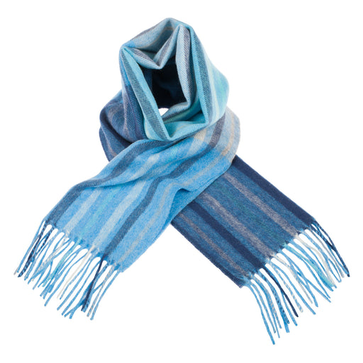 Edinburgh 100% Lambswool Scarf Barcode Check - Aqua Blue - Heritage Of Scotland - BARCODE CHECK - AQUA BLUE