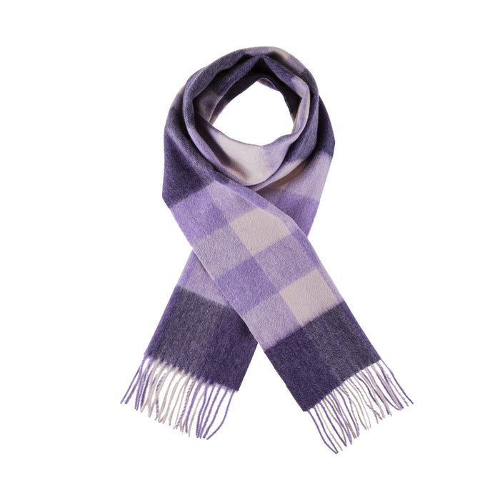 Edinburgh 100% Lambswool Scarf Bursted Check Lavender - Heritage Of Scotland - BURSTED CHECK LAVENDER