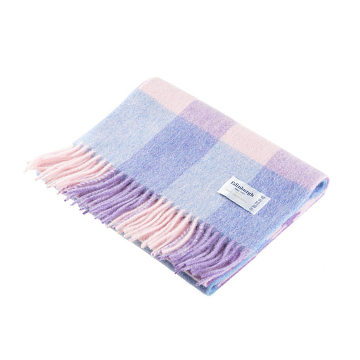 Edinburgh 100% Lambswool Scarf Bursted Check Lavender/Pink - Heritage Of Scotland - BURSTED CHECK LAVENDER/PINK