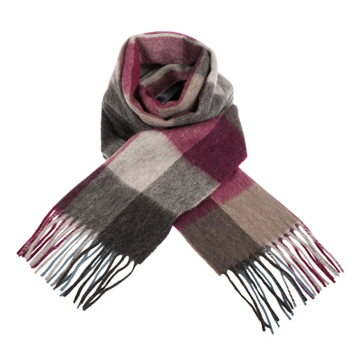 Edinburgh 100% Lambswool Scarf Checkers - Burgundy - Heritage Of Scotland - CHECKERS - BURGUNDY
