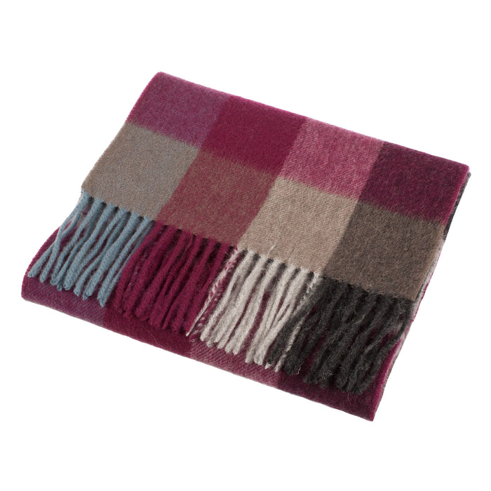 Edinburgh 100% Lambswool Scarf Checkers - Burgundy - Heritage Of Scotland - CHECKERS - BURGUNDY