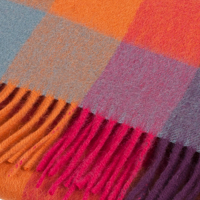 Edinburgh 100% Lambswool Scarf Checkers - Orange/Pink - Heritage Of Scotland - CHECKERS - ORANGE/PINK