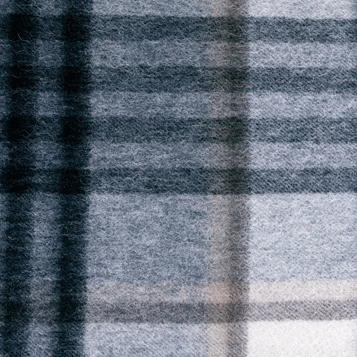 Edinburgh 100% Lambswool Scarf Chequer Grey Light Yellow (24529) - Heritage Of Scotland - CHEQUER GREY LIGHT YELLOW (24529)