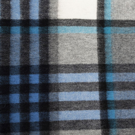 Edinburgh 100% Lambswool Scarf Chequer Tartan Bright Blue/Grey - Heritage Of Scotland - CHEQUER TARTAN BRIGHT BLUE/GREY