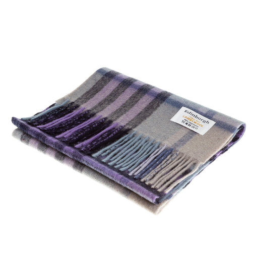 Edinburgh 100% Lambswool Scarf Chequer Tartan Purple - Heritage Of Scotland - CHEQUER TARTAN PURPLE