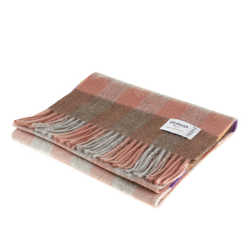 Edinburgh 100% Lambswool Scarf Giant Chequer Dark Pink And Purple 2468 - Heritage Of Scotland - GIANT CHEQUER DARK PINK AND PURPLE 2468