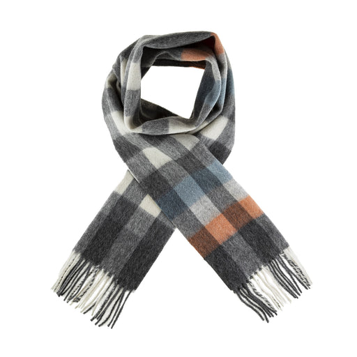 Edinburgh 100% Lambswool Scarf Giant Chequer Tel/Grey (24679) - Heritage Of Scotland - GIANT CHEQUER TEL/GREY (24679)