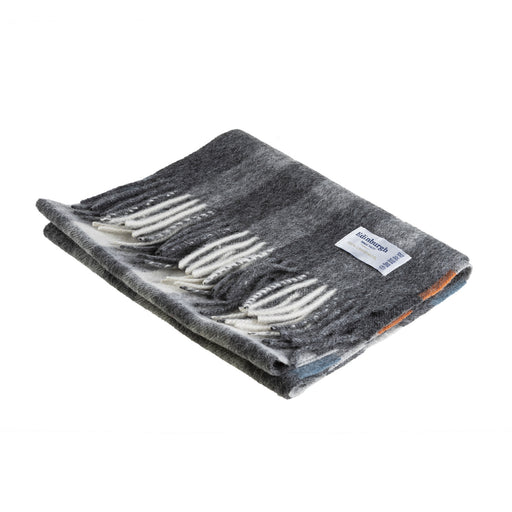 Edinburgh 100% Lambswool Scarf Giant Chequer Tel/Grey (24679) - Heritage Of Scotland - GIANT CHEQUER TEL/GREY (24679)