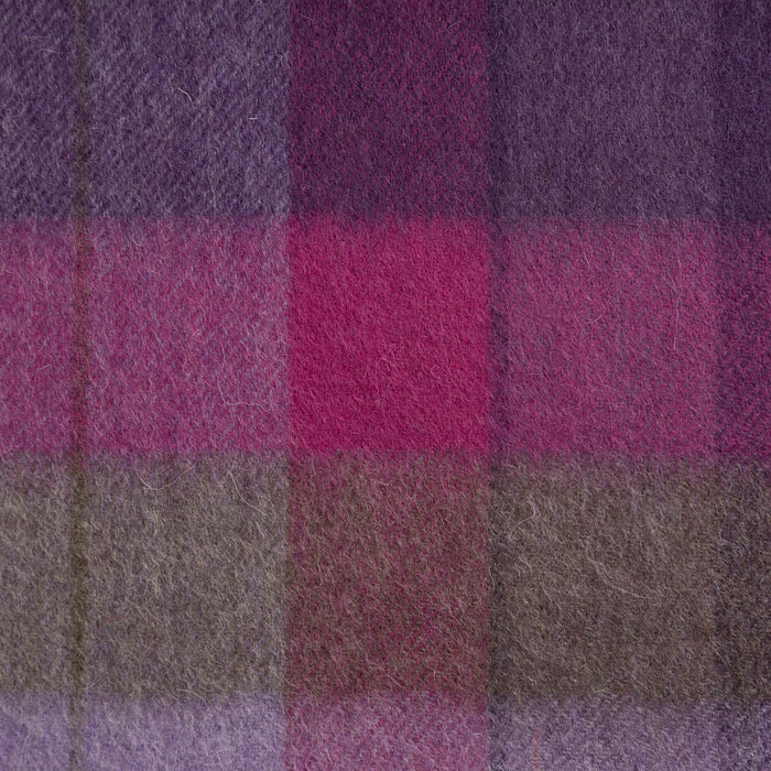 Edinburgh 100% Lambswool Scarf Mixed Check - Heather/Pink - Heritage Of Scotland - MIXED CHECK - HEATHER/PINK