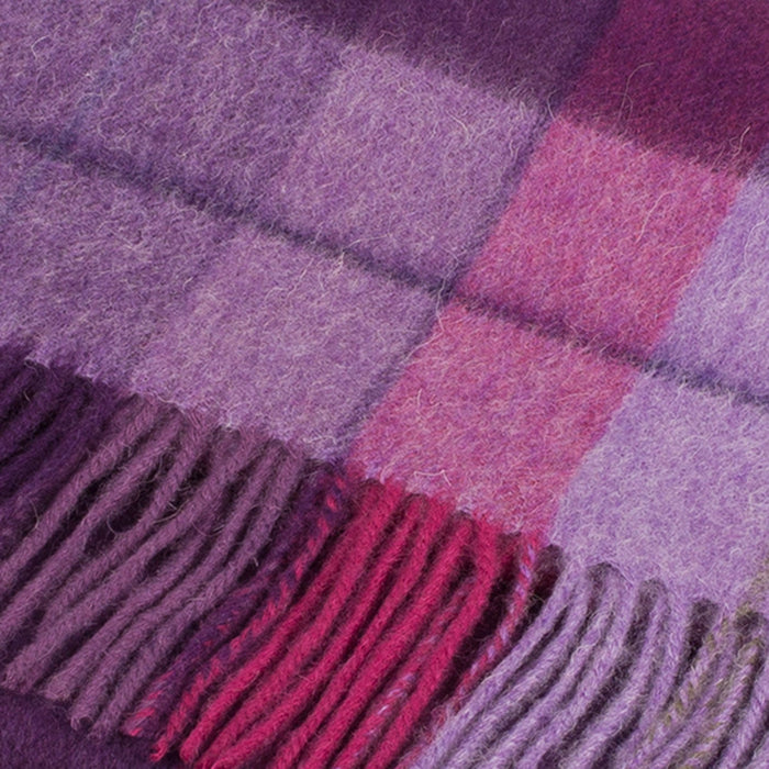 Edinburgh 100% Lambswool Scarf Mixed Check - Heather/Pink - Heritage Of Scotland - MIXED CHECK - HEATHER/PINK