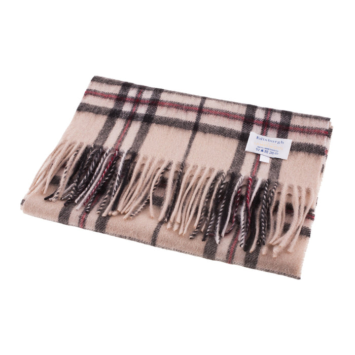 Edinburgh 100% Lambswool Scarf Thomson Light Beige - Heritage Of Scotland - THOMSON LIGHT BEIGE