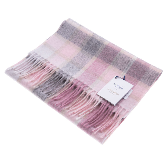 Edinburgh 100% Lambswool Tartan Scarf Artillery Check Light Pink - Heritage Of Scotland - ARTILLERY CHECK LIGHT PINK