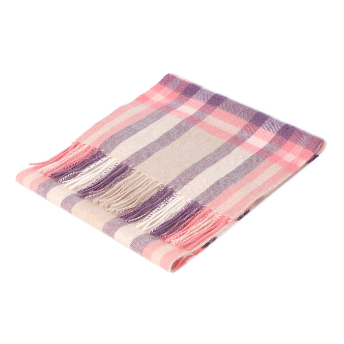 Edinburgh 100% Lambswool Tartan Scarf Deco Check Peony - Heritage Of Scotland - DECO CHECK PEONY