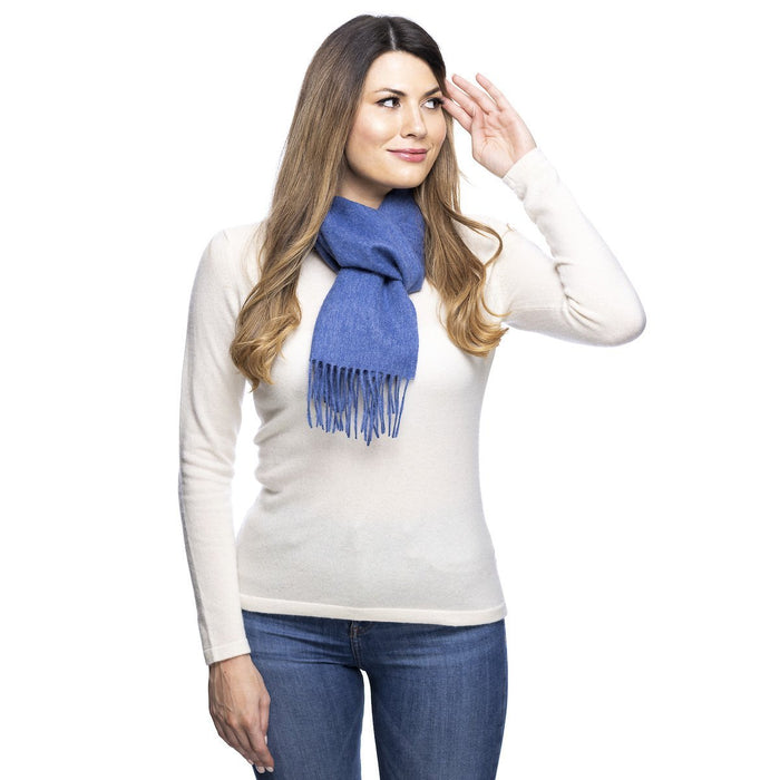 Edinburgh 100% Lambswool Tartan Scarf Soft Denim - Heritage Of Scotland - SOFT DENIM