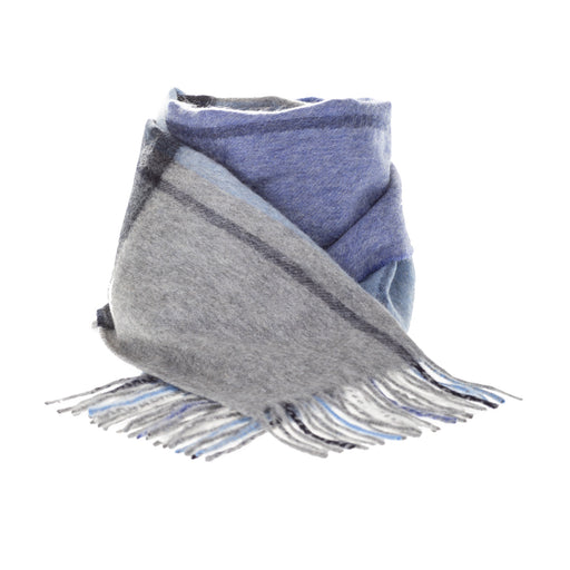 Edinburgh Cashmere Scarf Barcode Check Blue - Heritage Of Scotland - BARCODE CHECK BLUE