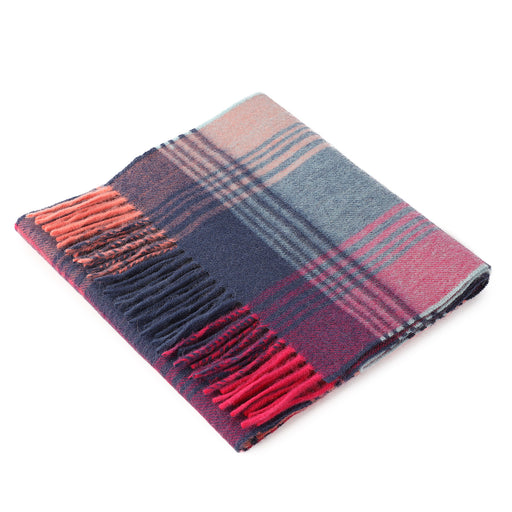 Edinburgh Cashmere Scarf Broken Check - Orange/Pink/Denim - Heritage Of Scotland - BROKEN CHECK - ORANGE/PINK/DENIM
