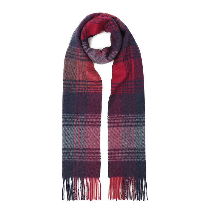 Edinburgh Cashmere Scarf Broken Check - Orange/Pink/Denim - Heritage Of Scotland - BROKEN CHECK - ORANGE/PINK/DENIM