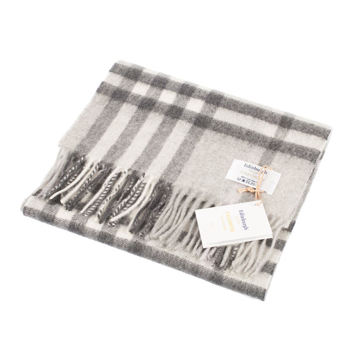 Edinburgh Cashmere Scarf Chequer Tartan - Charcoal/Light Grey - Heritage Of Scotland - CHEQUER TARTAN - CHARCOAL/LIGHT GREY