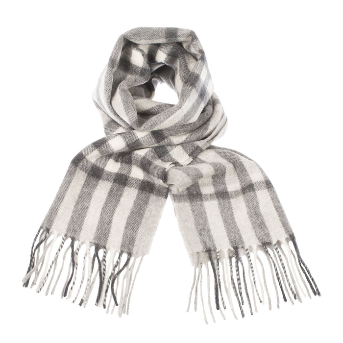 Edinburgh Cashmere Scarf Chequer Tartan - Charcoal/Light Grey - Heritage Of Scotland - CHEQUER TARTAN - CHARCOAL/LIGHT GREY