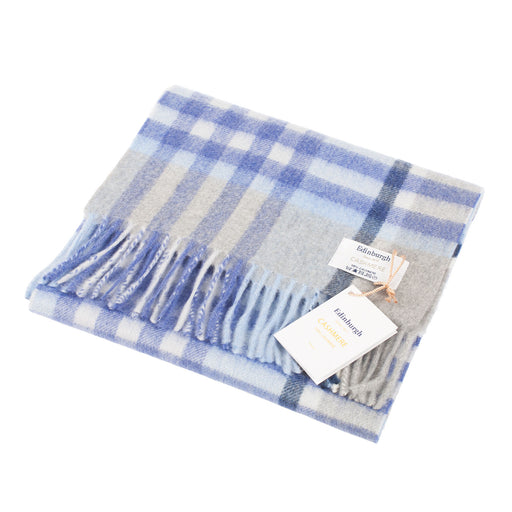 Edinburgh Cashmere Scarf Chequer Tartan - Glacier/Light Grey - Heritage Of Scotland - CHEQUER TARTAN - GLACIER/LIGHT GREY
