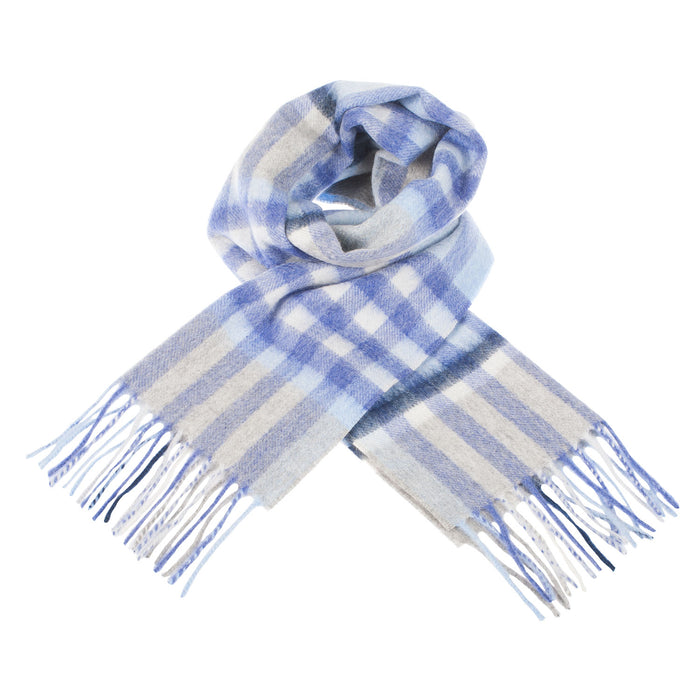 Edinburgh Cashmere Scarf Chequer Tartan - Glacier/Light Grey - Heritage Of Scotland - CHEQUER TARTAN - GLACIER/LIGHT GREY