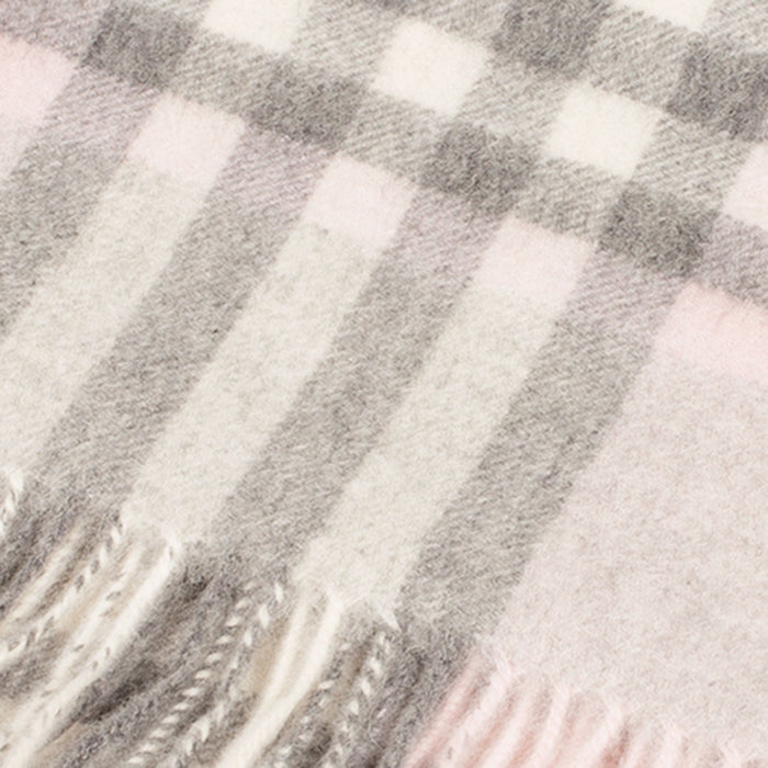 Edinburgh Cashmere Scarf Chequer Tartan - Pink/Grey - Heritage Of Scotland - CHEQUER TARTAN - PINK/GREY
