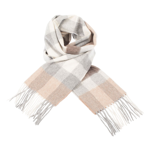 Edinburgh Cashmere Scarf Giant Chequer - Linen/Uniform - Heritage Of Scotland - GIANT CHEQUER - LINEN/UNIFORM