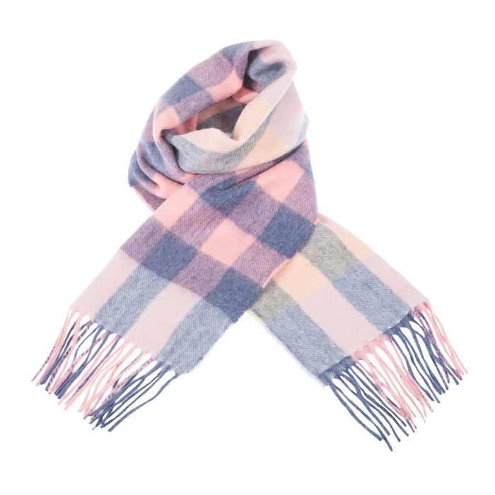 Edinburgh Cashmere Scarf Giant Chequer - Summer/Lilac/Pink - Heritage Of Scotland - GIANT CHEQUER - SUMMER/LILAC/PINK