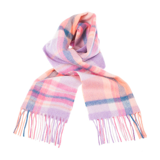Edinburgh Cashmere Scarf Molton Check - Coral/Heather - Heritage Of Scotland - MOLTON CHECK - CORAL/HEATHER