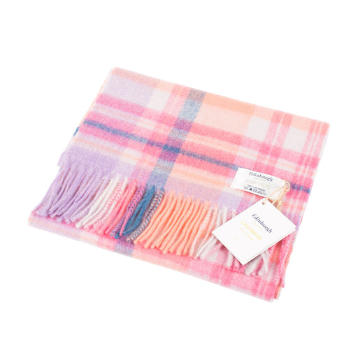 Edinburgh Cashmere Scarf Molton Check - Coral/Heather - Heritage Of Scotland - MOLTON CHECK - CORAL/HEATHER