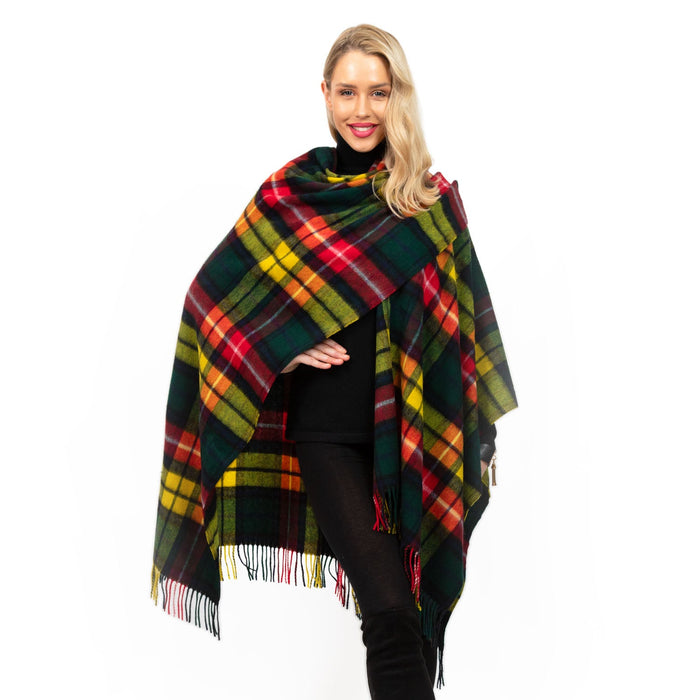 Edinburgh Lambswool Long Tartan Cape Buchanan Modern - Heritage Of Scotland - BUCHANAN MODERN