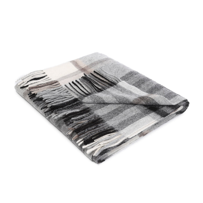 Edinburgh Lambswool Stole Chequer Grey Light Yellow - Heritage Of Scotland - CHEQUER GREY LIGHT YELLOW (24529)