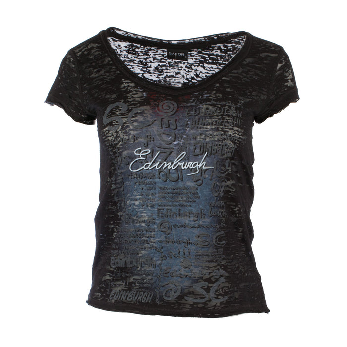 Fashion Edinburgh Miami Ladies T-Shirt - Heritage Of Scotland - BLACK