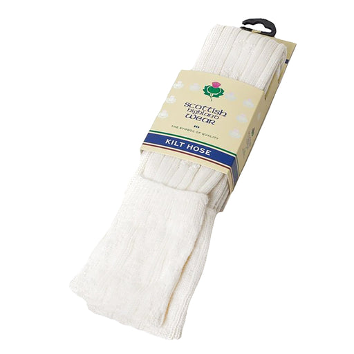 Gents Plain Kilt Socks 10% Wool Plain White - Heritage Of Scotland - PLAIN WHITE