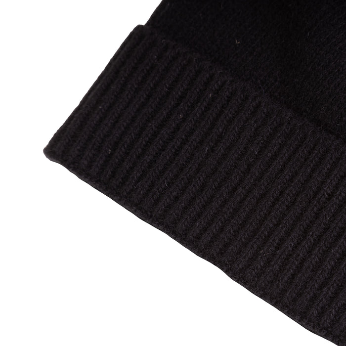 Gents Plain Lambswool Mix Beanie Black - Heritage Of Scotland - BLACK