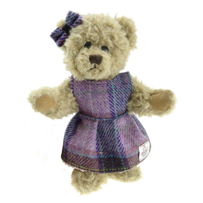 Harris Tweed Girl Bear Pink/Lilac Check - Heritage Of Scotland - PINK/LILAC CHECK