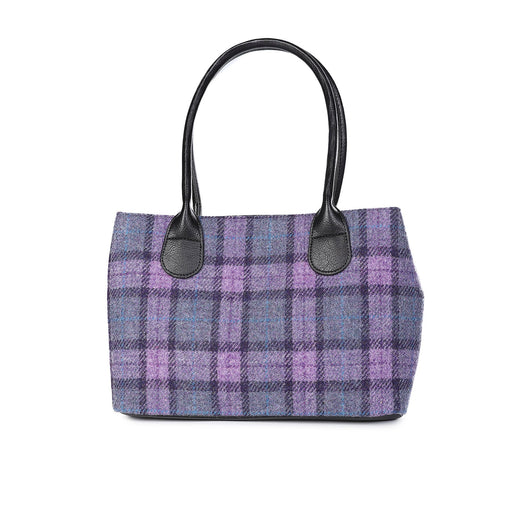 Harris Tweed Ladies Handbag - Classic Bold Purple Check - Heritage Of Scotland - BOLD PURPLE CHECK