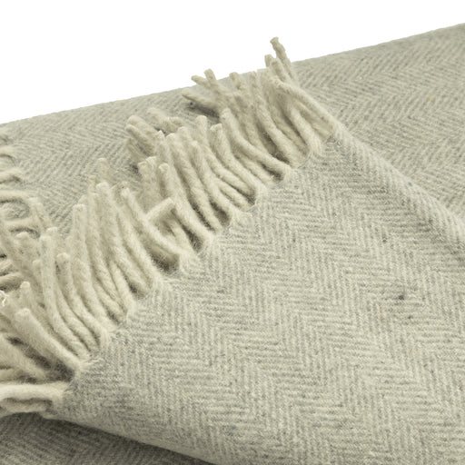 Herringbone Blanket Oyster Grey - Heritage Of Scotland - OYSTER GREY