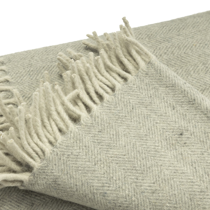 Herringbone Blanket Oyster Grey - Heritage Of Scotland - OYSTER GREY