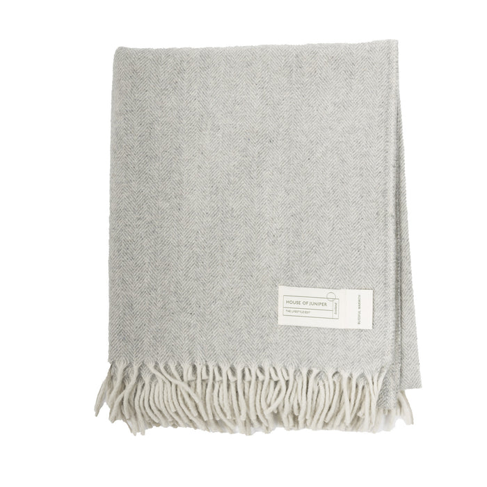 Herringbone Blanket Oyster Grey - Heritage Of Scotland - OYSTER GREY