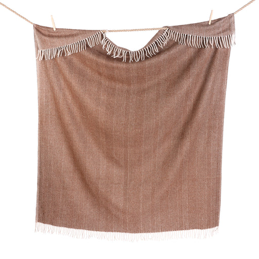 Highland Wool Blend Extra Warm Herringbone Blanket / Throw Chestnut Brown - Heritage Of Scotland - CHESTNUT BROWN