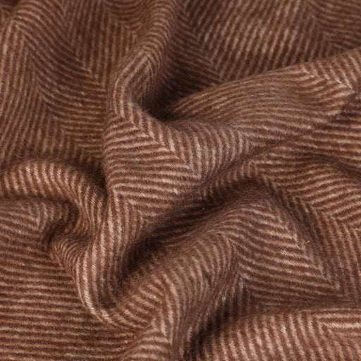 Highland Wool Blend Extra Warm Herringbone Blanket / Throw Chestnut Brown - Heritage Of Scotland - CHESTNUT BROWN